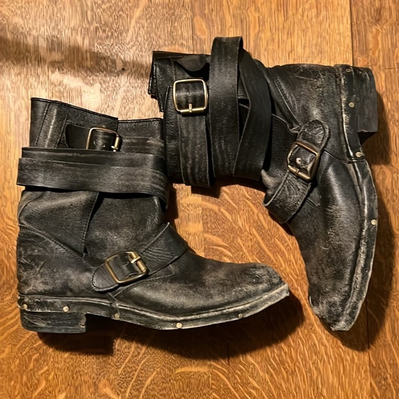Jeffrey Campbell size 9 Brit slouchy biker boot distressed - Picture 3 of 10